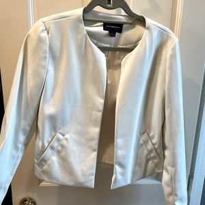 Something Navy Faux White leather jacket size small